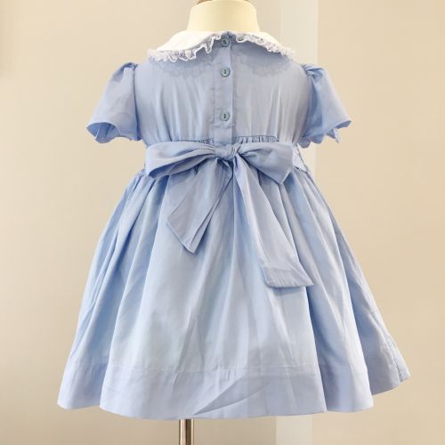 Váy Smock Thêu Tay Họa Tiết Hoa Dành Cho Bé Gái - Xanh Sáng (Light Blue) - Kiểu 2
